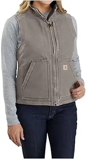 [CARHARTT] Men's Loose Fit Washed Duck Sherpa-Lined Mock Vest