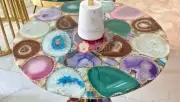 Mix Agate Stone Round Coffee End Side Tabl Top for Home Outdoor Decors