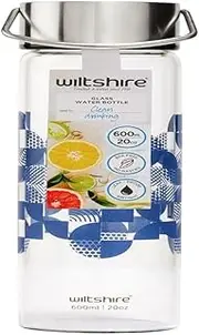 Wiltshire Glass Water Bottle, 600 ml Capacity, Denim