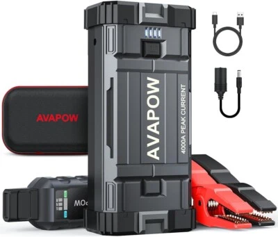 AVAPOW Car Jump Starter, 4000A Peak Battery (for All Gas or Up to 10L Diesel)
