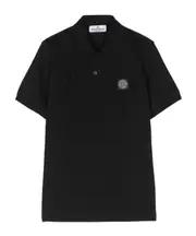 Stone Island Junior Logo-Patch Short-Sleeved Polo Shirt 8Y,6Y,4Y,14Y,12Y black