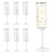 Champagne Flutes - Hand Blown Elegant Champagne Glasses Set of 6 - Unique Gif...