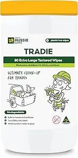 Great Aussie Tradie Wipes 80 Pack - Extra Large Textured Sustainable Wet Wipes - Compostable and Plastic-Free Cleaning