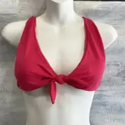 RVCA Solid Tie Front Bikini Top, Size M - Pink