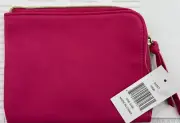 Saks Fifth Avenue PINK 7"x6" Faux Patent Leather Makeup Bag Travel Pouch NEW