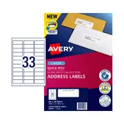 AVERY Quick Peel Address Labels with Sure Feed L7157 64 x 24.3 mm (3300 Labels/100 Sheets)