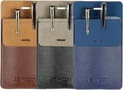 Pocket Protector, 3 Pcs Leather Pocket Pen Holder Organizer Pouch for Shirts Lab Coats Pants Pen Sleeve - Multi-Purpose Pen Pocket Holds Pens Pointers Pencils and Notes Card (Brown, Black,Blue)
