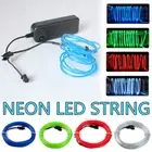 Battery Operated LED Lights Glow EL Wire String Strip Rope Tube Party Decor Neon