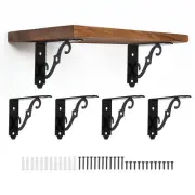6 Pcs Decorative Shelf Brackets, 5" x 3" Floating Shelf Brackets, Black