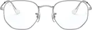 [Ray-Ban] Rx6448 Hexagonal Prescription Eyeglass Frames, Silver/Demo Lens, 54 mm