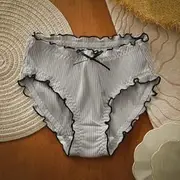 [KTLSHY] Women Plus Size High Waist Panties Ruffle Cotton Seamless Sport Underwear with Bow Female Sexy Solid Breathable Lady Lingerie (Color : 2, Size : M(40-50kg))