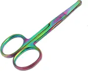 Safety Nose Mustache Scissor 3.5" Straight Multi Titanium Color Rainbow