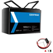 Gentrax 12V 100Ah Lithium Battery + 3* 1m 6AWG 60A with M8 Fuse Lug
