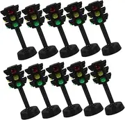 WESIEVYA 10pcs Traffic Light Model Mini Traffic Lights Traffic Light Telephone Traffic Light Miniature Flashing Lamp Toppers Attention Signals for Roads Black Abs