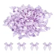 60Pcs Mini Ribbon Bow 1.5" Mini Fabric Satin Ribbon Flower Bows Light Purple