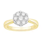 Flower Ring with 3/4ct of Laboratory Grown Diamonds in 9kt Yellow Gold