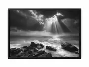 Spotlight beach Photogrpahy Black white Framed Print Fine Art Poster Print