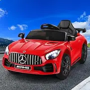 ALFORDSON Dual Motor Kids Ride On Car, Eletric Riding Sport Car with Music Player LED Lights, Remote Control Ride-on Toy Vehicle for Toddler, Red