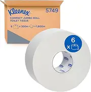 KLEENEX® Compact Jumbo Roll Toilet Tissue (5749), 2 ply, Jumbo Toilet Roll, 6 Rolls / Case, 300m / Roll (1,800m)