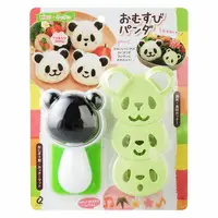 在飛比找樂天市場購物網優惠-小禮堂 日本ARNEST 熊貓造型飯糰壓模組 《綠黑.大臉》