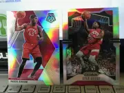 LOT (2) 2019-20 TORONTO RAPTORS SILVER PRIZMS #155 KYLE LOWRY,#19 PASCAL SIAKAM