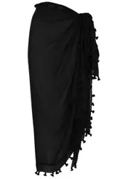 Melissa Odabash Pareo Rayon Sarong - Black - One Size ONE SIZE