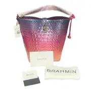 Brahmin Bucket Bag Shira Horizon Ombre Melbourne Crocodile Leather Dustbag New