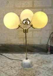 Mid Century Italian Brass Diabolo Tripod Floor Lamp, Brass Spotlight Marble Base