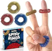 BunMo Spiky Sensory Fidget Rings for Adults & Teens | 3-Pack Fidgets for Adults in Vibrant Colors | Lightweight Picking Fidget | Perfect Sensory Fidget Toy for Adults and Teens 14+