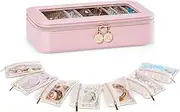 [Lolalet] 8 in 1 Travel Jewelry Case with Velvet Pouches, Clear Window Travel Jewelry Organizer Bags for Earrings, Bracelets, Necklaces and Rings, Compact Jewelry Storage for Women Girls- Pink, 7Pcs