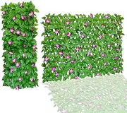 [JOYSFIT] Expandable Fence Privacy Screen for Balcony Patio Outdoor,Decorative Faux Ivy Fencing Panel,Artificial Hedges (Single Sided Leaves)