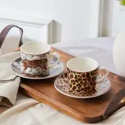 Tiger Britney Coffee Cup Set for 2 - 4 Pc Porcelain Espresso Cups & Saucers