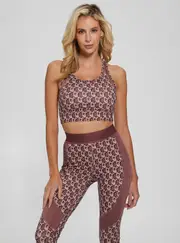 GUESS Women's Eco Red G Cube Daria Active Top Size: XS, Elastane