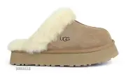UGG Disquette Chestnut Suede Fur Platform Slippers Womens Size 8 *NIB*