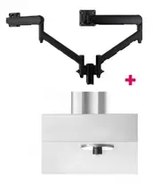 Atdec AWMS-2-D13 Dual 690mm Dynamic Monitor Arms + 135mm Post / 8kg Flat and Curved Screens + Bolt-Through Desk Fixing, Black AWMS-2-D13-B-B