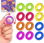 JoyJoyful Fidget Ring Toys for Children Adults, Pack of 12 Sensory Autism for Toys, Anti Stress Autism Toy, Fidget Squishy Toy, Anxiety, ADHD Toys, Soothing for Stress, Anxiety