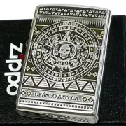 Zippo lighter Aztec Skull Skeleton Cross Silver Unused Imported Double-sided