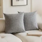 Set of 2 Grey Multi Colored Cute Textured Throw Pillow Covers, Cozy Boho