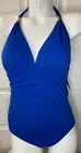 RALPH LAUREN LAGUNA SOLIDS ONE PIECE SWIMSUIT HALTER MIO MARINE BLUE SIZE 12 NWT