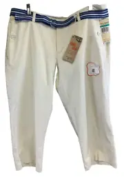 Dockers Capri Pants Women's Size 16 Truly Slimming Khaki Belt Pockets NWT