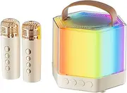 ​Karaoke Machine, Portable Karaoke Speaker, Wireless Microphone Karaoke System, 4.09x3.39 inches, Built in Disco Lights, Rechargeable Battery, Black, Ideal for Home