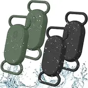 4 Pack Waterproof Dog Collar Holders for Samsung Galaxy SmartTag2, Kiewhay Silicone GPS Tracker Hidden Anti-Lost Case for Smart Tag2 for Pet Dog Cat Collars (2*Black+2*Olive Green)