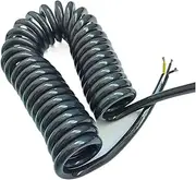 Spring Spiral Power Extension Cords, 2 Core 1.5mm Square Spring Spiral Power Cable Stretch 1 Meter to 15 Meters 15AWG Black Cable Wire(Stretch 6 Meter)