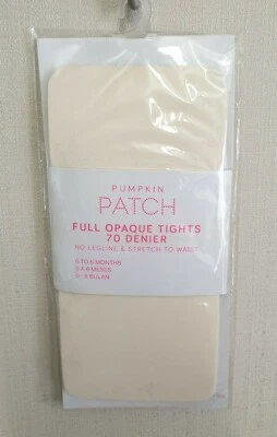BNWT Pumpkin Patch Brand Baby Girls 0 to 6 Mth Opaque Cream Footed Style Tights