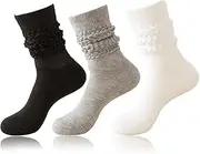 [BDSHUNBF] 3 Pairs Winter Socks Scrunch Socks Women, Winter Socks, Warm Thermal Socks, Slouch Stretchable Socks, Long Thermal Elastic Socks, 3 pcs, One size