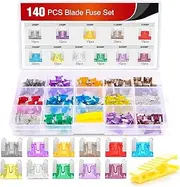 Nilight - 50014R 140pcs Low Profile Mini Blade Fuse Assortment, 2A 3A 5A 7.5A 10A 15A 20A 25A 30A 35A 40A Mini Blade Fuses for Car Boat Truck SUV Automotive