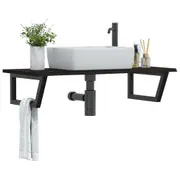 vidaXL Basin Shelf Wall Mounted Steel and Solid Wood Oak