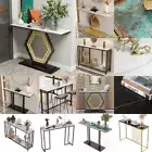 Slim Marble Console Table Minimalistic Entryway Furniture Strong Metal Stand AU