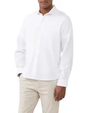 [Van Heusen] Nevertuck Linen Blend Shirt in White