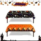 Halloween Tablecloth Decorations Indoor, Pumpkin Rectangle Halloween 2Pcs